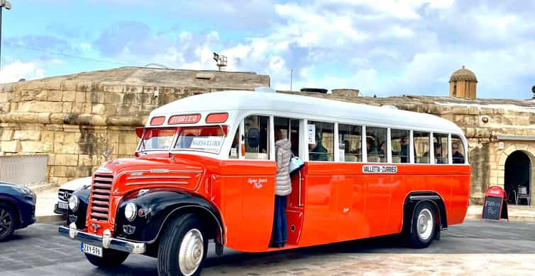 Valletta Vintage Bus to Valletta Sliema Rabat Mdina