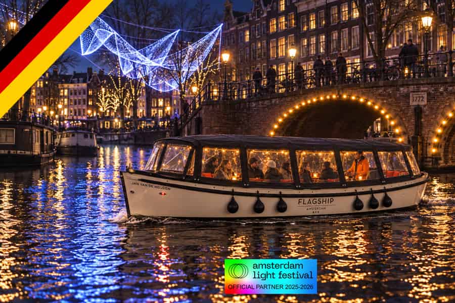 Amsterdam: Bootsfahrt zum Amsterdam Light Festival auf Deutsch. Foto: GetYourGuide Amsterdam: Bootsfahrt zum Amsterdam Light Festival auf Deutsch. Foto: GetYourGuide