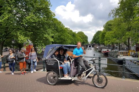 Amsterdam: Privat omvisning i sykkeltaxi av byens høydepunker inkl. skytteltransport