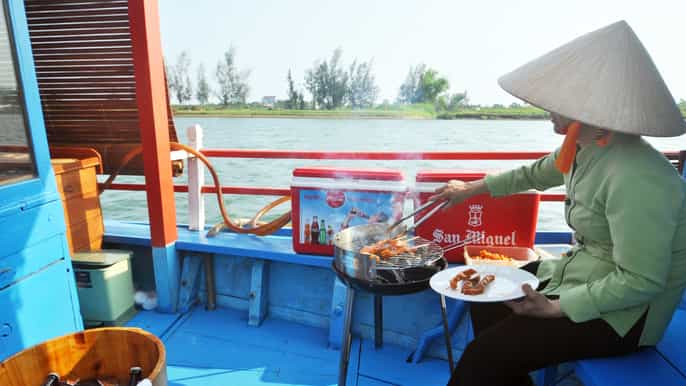 thu bon river sunset cruise with finger foods and drinks