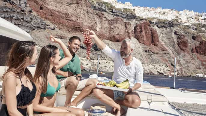 santoriniprivate 5hour day or sunset cruise with catamaran