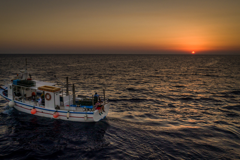 Santorini Sunset Fishing Trip with Dinner and Drinks Small Group Tour