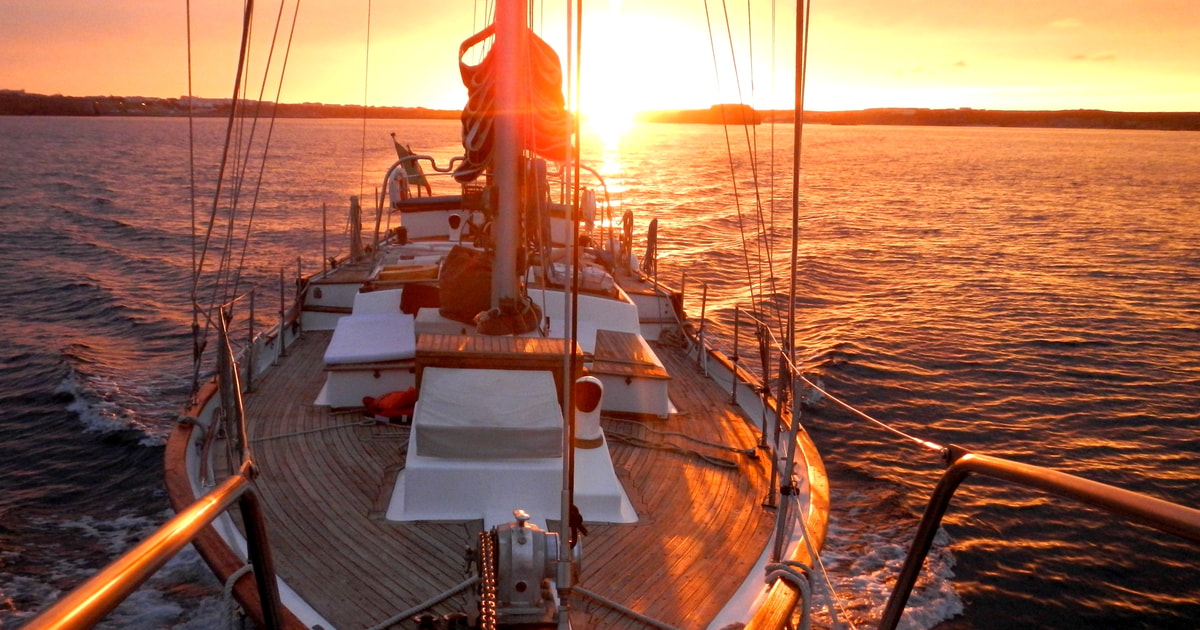 Traditional sailing boat on the Tagus in warm evening light