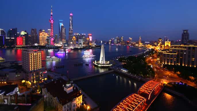 shanghai city lights and huangpu river cruise night tour