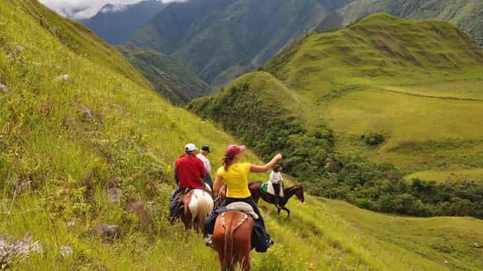 mitad del mundo horseback ride at pululahua volcano