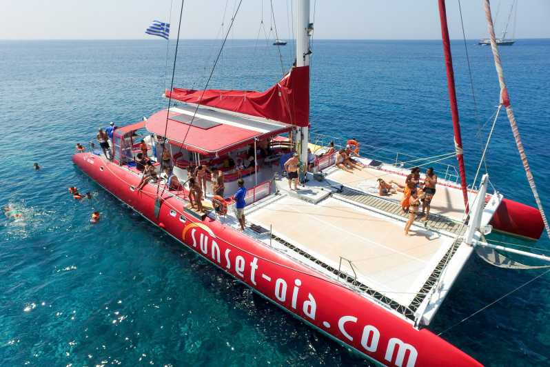 The Santorini Catamaran Red Cruise With Meal Drinks Oia Greece Getyourguide