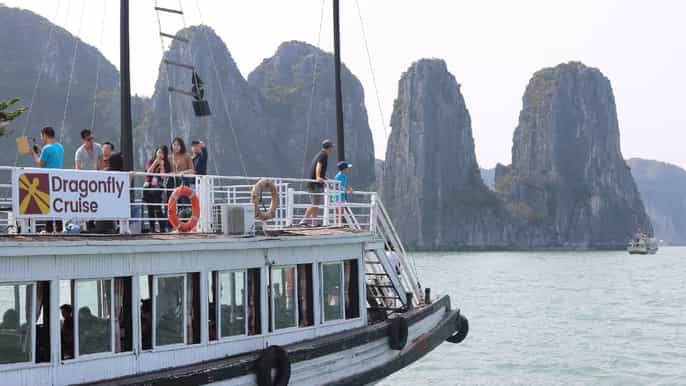 halong day tour islands caves kayak with dragonfly cruise