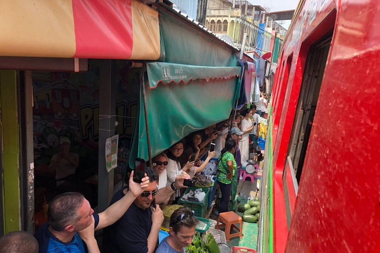 Damnoen Saduak Floating Market & Maeklong Train Market Tour Premium 9 seat with hotel pick up and drop off