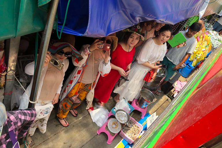 Damnoen Saduak Floating Market & Maeklong Train Market Tour Premium 9 seat with hotel pick up and drop off