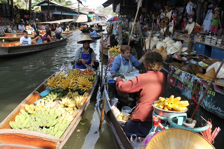 Damnoen Saduak Floating Market & Maeklong Train Market Tour Premium 9 seat with hotel pick up and drop off