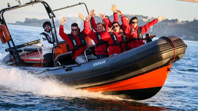 lisbon sunset by speedboat