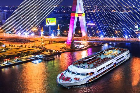 Bangkok: barco White Orchid de 2 h con cena y espectáculos