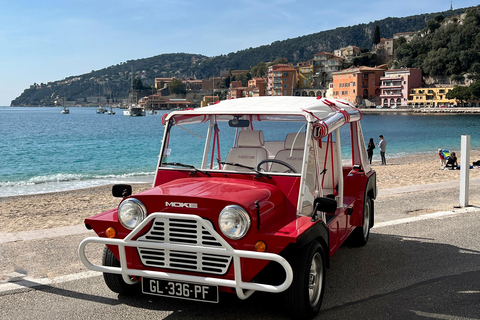 Turisttur på Franska Rivieran i en Mini Moke cabriolet