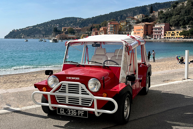 Turisttur på Franska Rivieran i en Mini Moke cabriolet