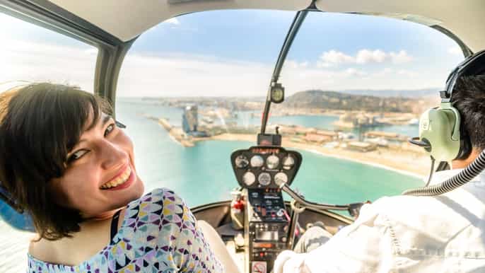 6 minute helicopter flight over barcelonas coastline