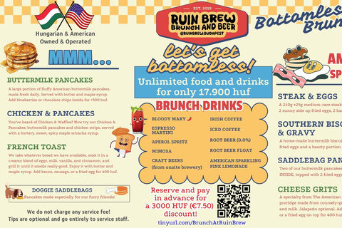 Budapest: Brunch sin fondo de 4 horas con cócteles y cerveza artesanaEspecial Sziget: brunch ilimitado de 4 horas con cócteles y cerveza