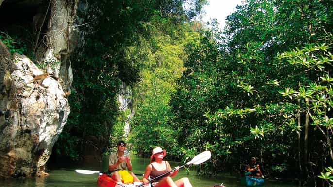 krabi guided kayaking tour at ao thalane