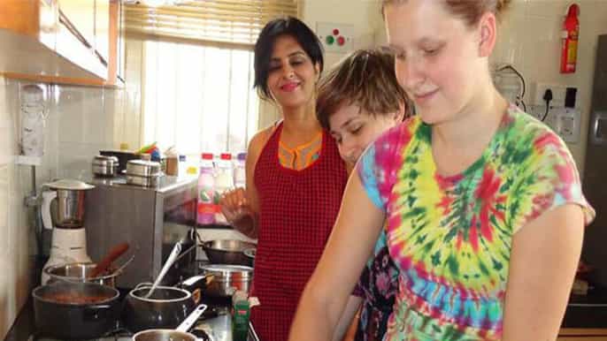 evening cooking session and dinner with an indian family