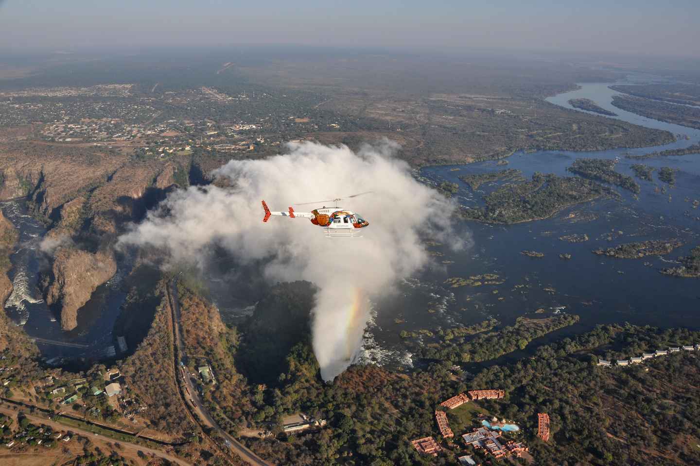 take a scenic helicopter tour to the victoria falls