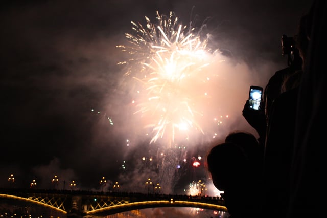Budapest : 20 août, feu d&#039;artifice juste en dessous du spectacle