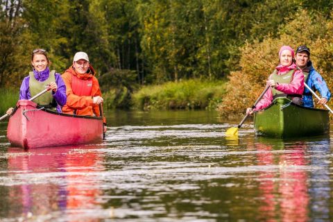 Lapland: Canoeing Trip with Reindeer and Husky Farm Tour