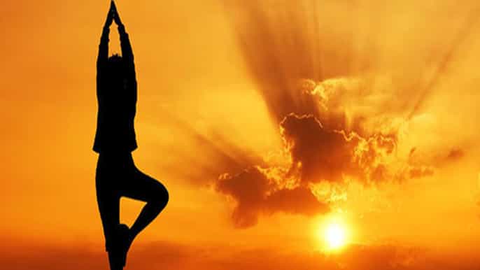 varanasi morning yoga on the bank of the ganga river