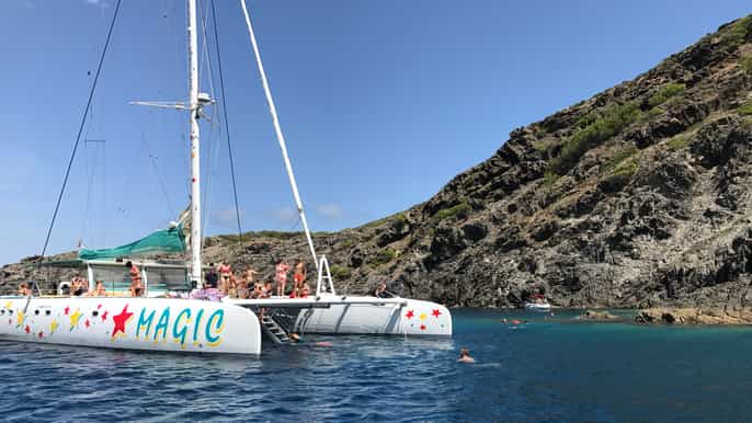 from roses fullday catamaran cruise to port de la selva