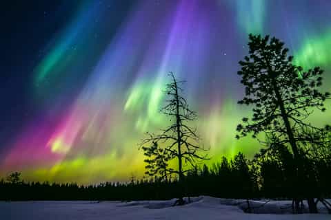 Ice Floating in Lapland With Northern Lights