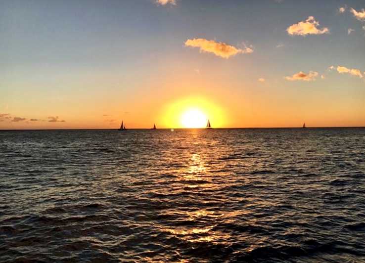 Da Honolulu: crociera al tramonto in barca con fondo di vetro di Waikiki