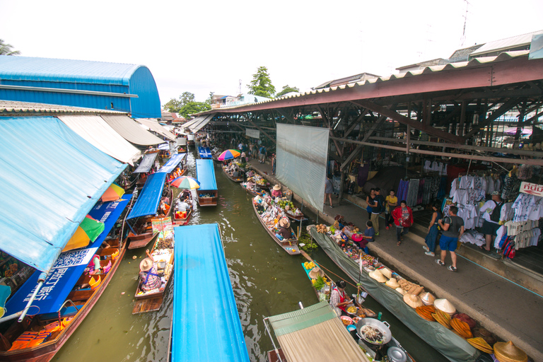 Damnoen Saduak Floating Market & Maeklong Train Market Tour Premium 9 seat with hotel pick up and drop off