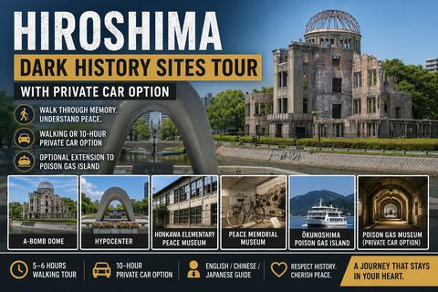 Hiroshima: Dark History Sites Tour with Private Car Option Guided Walking Tour with Museum Tickets