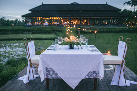 Ubud: jantar romântico entre os campos de arroz