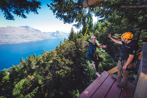 Queenstown: 1-timmes zipline-tur med 2 linor och 21-meters fallhöjd