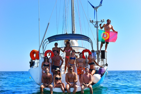 Albufeira: Sailing Boat Cruise BBQ & Open Bar on the Beach