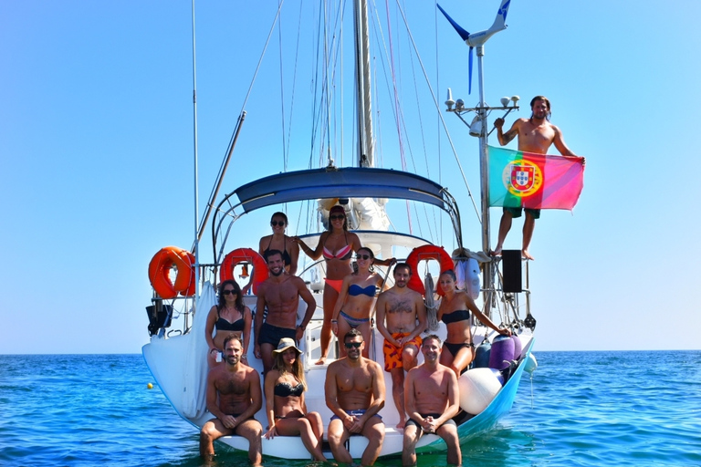 Albufeira: Sailing Boat Cruise BBQ & Open Bar on the Beach