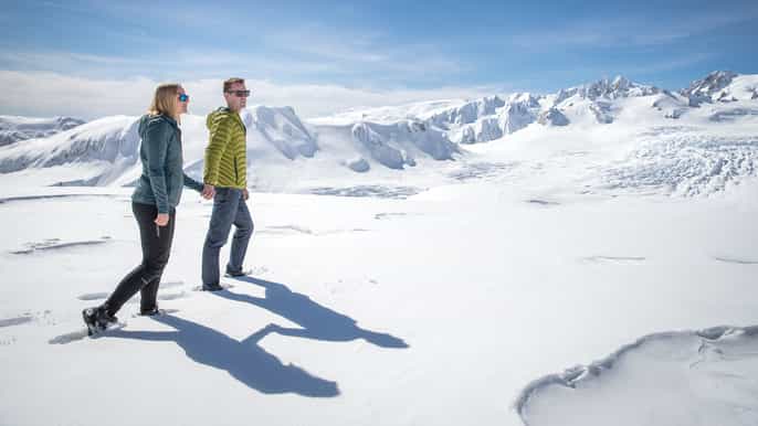 vôo do helicóptero da geleira de franz josef com aterragem da neve