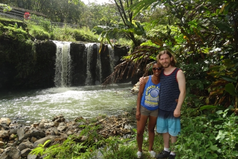 Maui: Droga do wodospadów Hana z obiademSłynna droga do furgonetki Hana Mercedes z wodospadami, czarny piasek