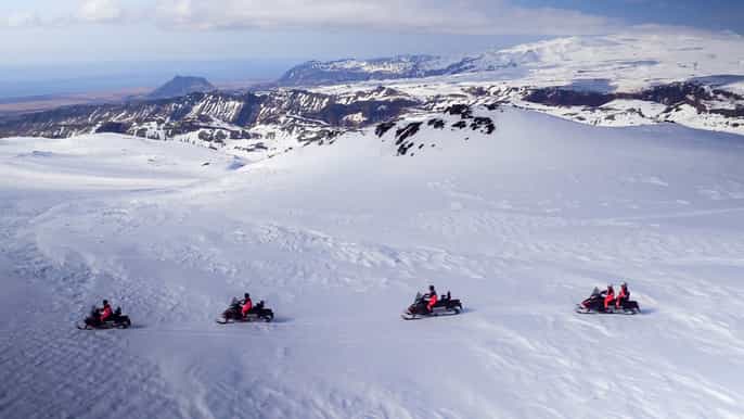 south coast of iceland and glacier snowmobile ride
