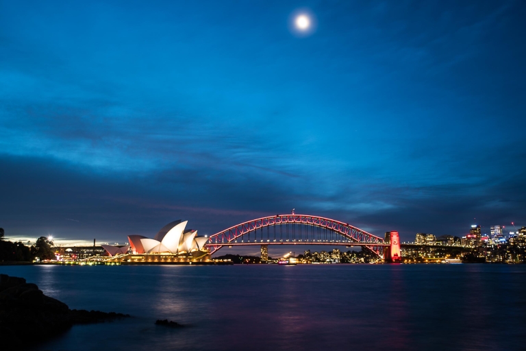Sydney : Sydney Highlights Night Tour avec un photographe localSydney : Hotspots photo secrets au coucher du soleil avec vin et fromage