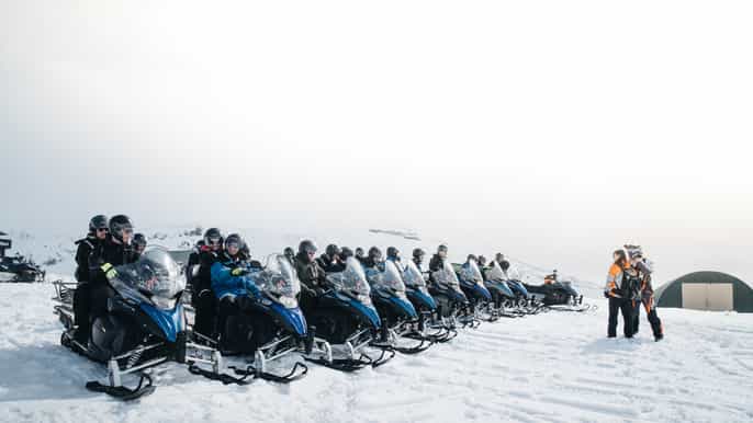 from gullfoss langjökull glacier snowmobile tour