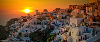 Blauwe koepel en OIA Sunset Small Group Transfer - Housity