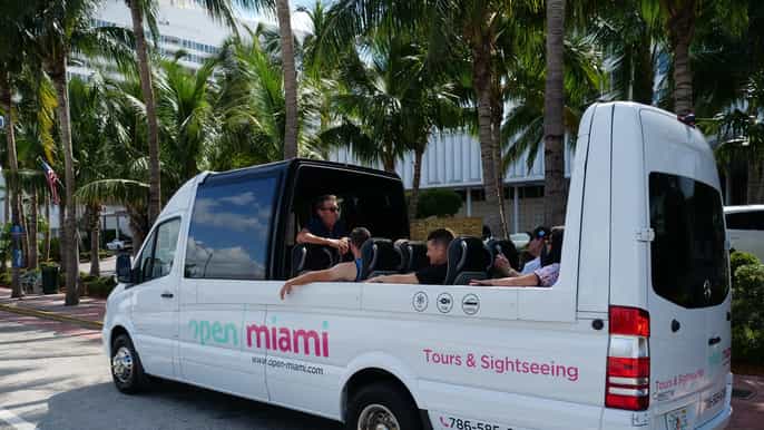 recorrido turístico por miami en un autobús descapotable