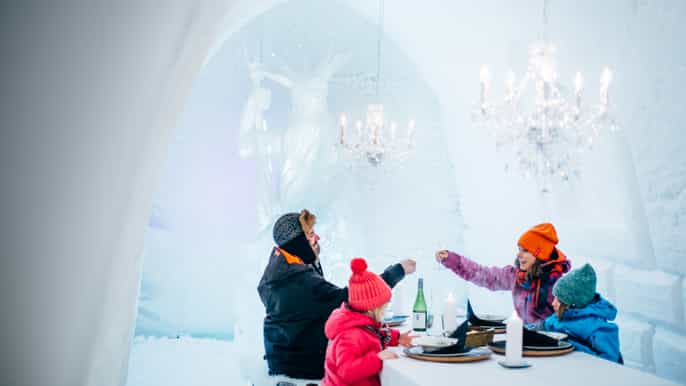rovaniemi almuerzo en restaurante de hielo y zona invernal