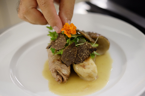 Cena elegante de cuatro platos con maridaje de comida y vino en Venecia