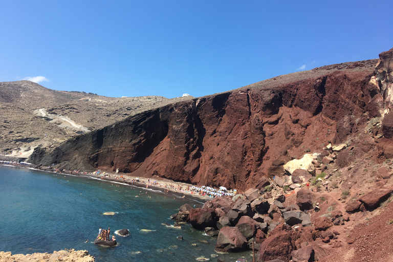 Santorin: visite guidée d'Akrotiri, croisière en bateau à moteur et déjeunerSantorin: visite guidée de Akrotiri, croisière en bateau à moteur et déjeuner