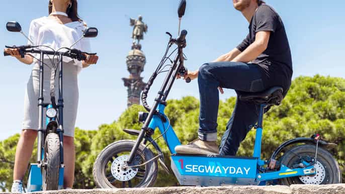 barcelona gps guided montjuic escooter tour