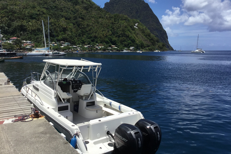 Private Boat to Soufriere, Mud Bath & Waterfall Experience 26’ Boat - The Kid