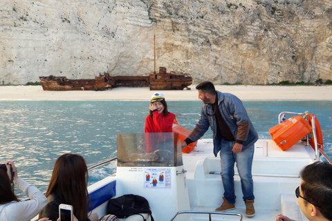 From St.Nikolaos: Boat Cruise to Navagio Beach & Blue Caves Private Boat Cruise