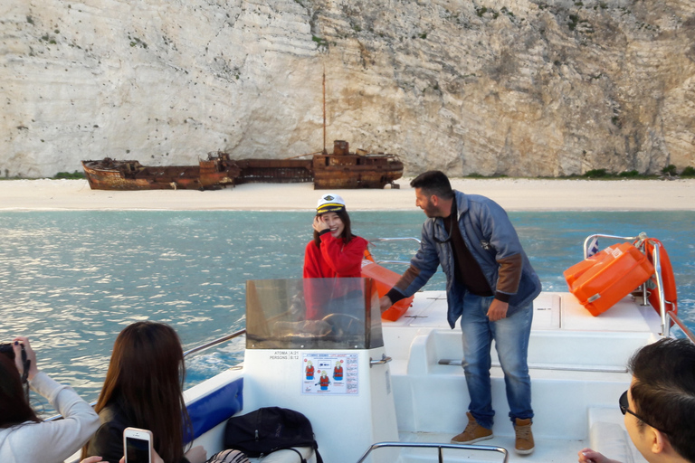 From St.Nikolaos: Boat Cruise to Navagio Beach & Blue Caves Shared Boat Cruise