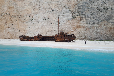 From St.Nikolaos: Boat Cruise to Navagio Beach & Blue Caves Shared Boat Cruise